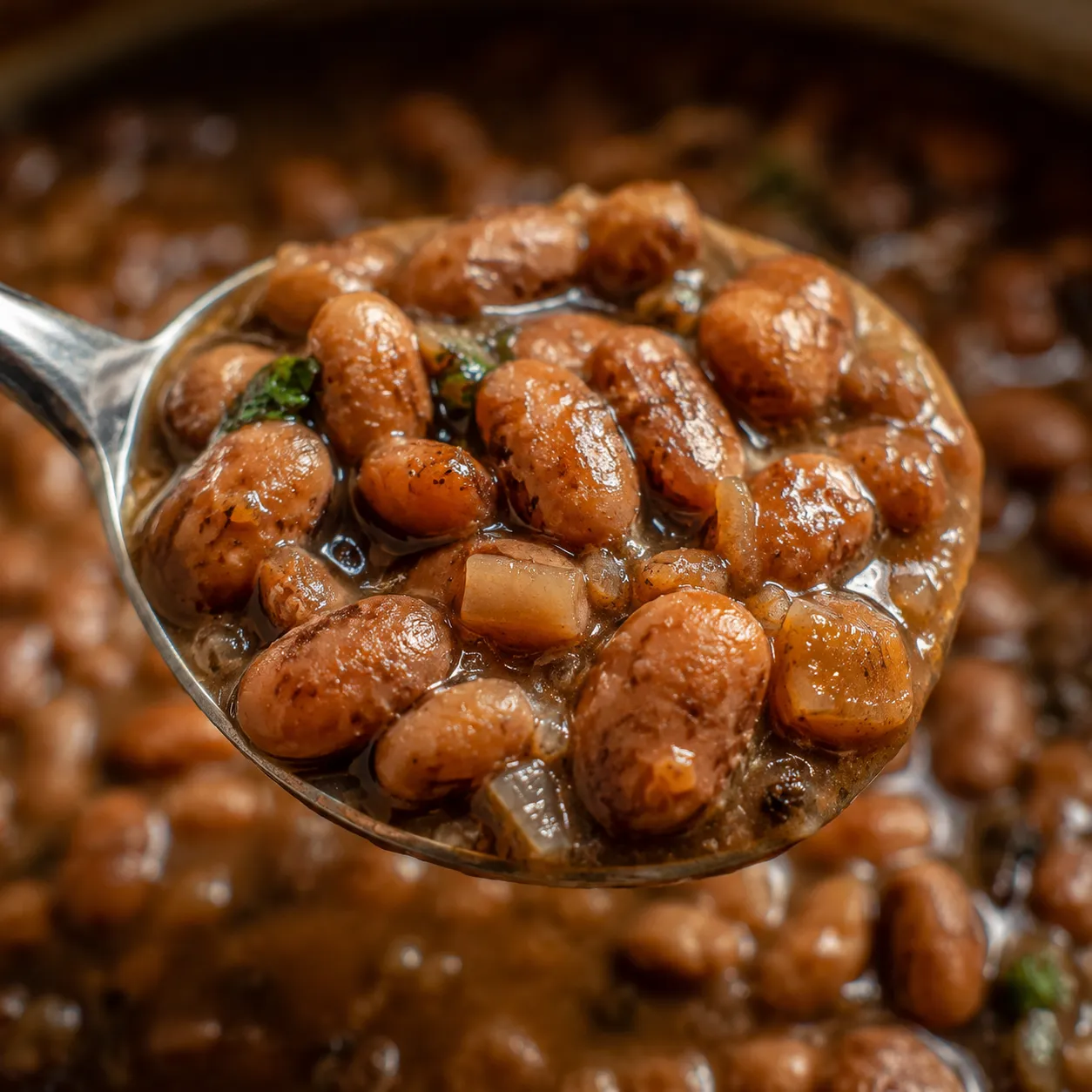 Creamy texture of homemade pinto beans