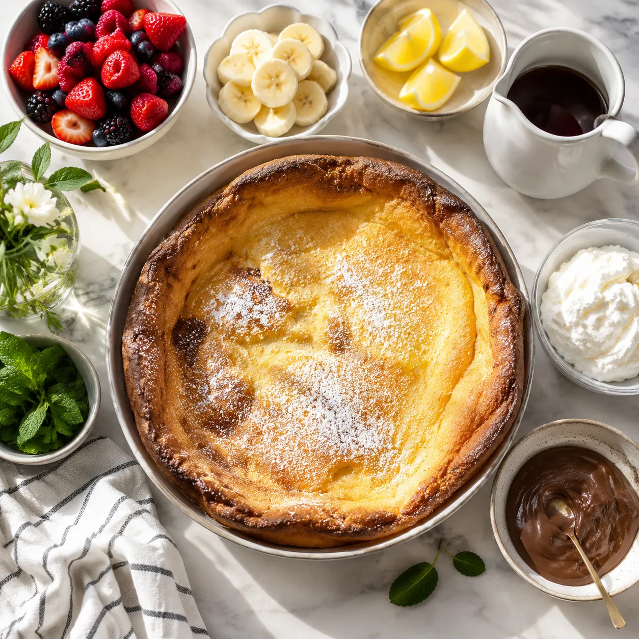 German pancake recipe served with a brunch topping bar