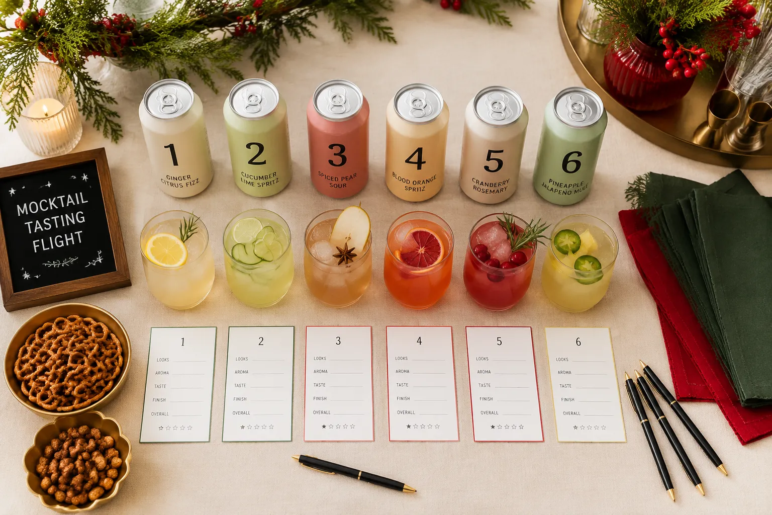 redbull advent calendar tasting station with drinks and snacks