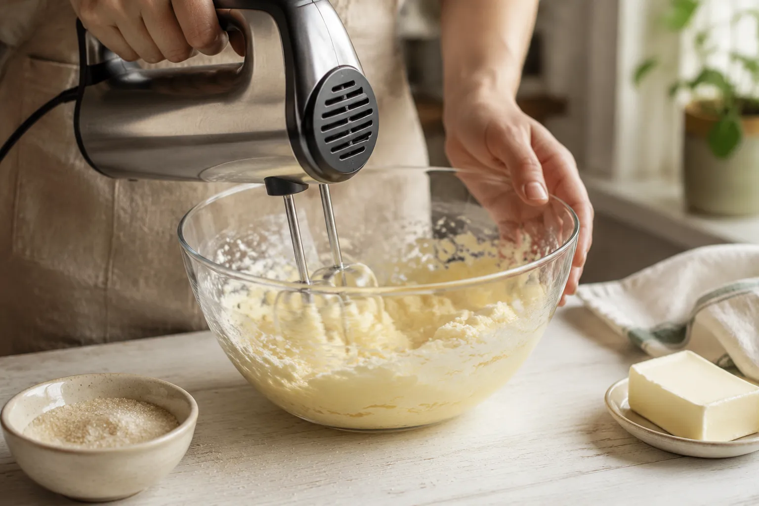 Creaming vegan butter and sugar for vegan cookies