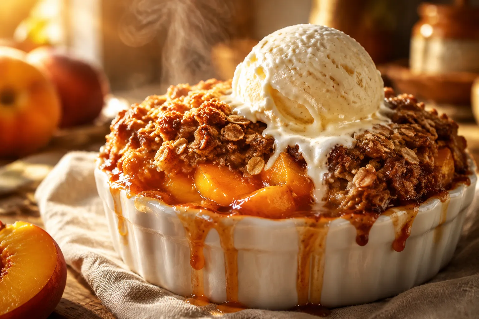 Easy Peach Crisp Recipe with Buttery Oat Topping