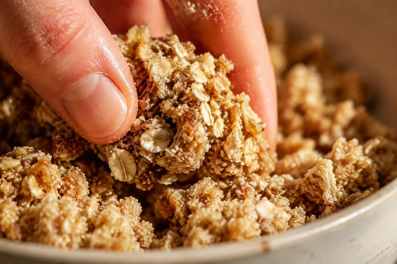 Buttery brown sugar oat topping for peach crisp recipe