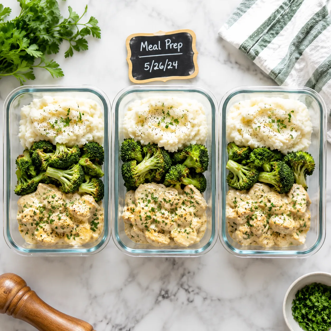 Meal prep containers with low carb crockpot recipes for the week