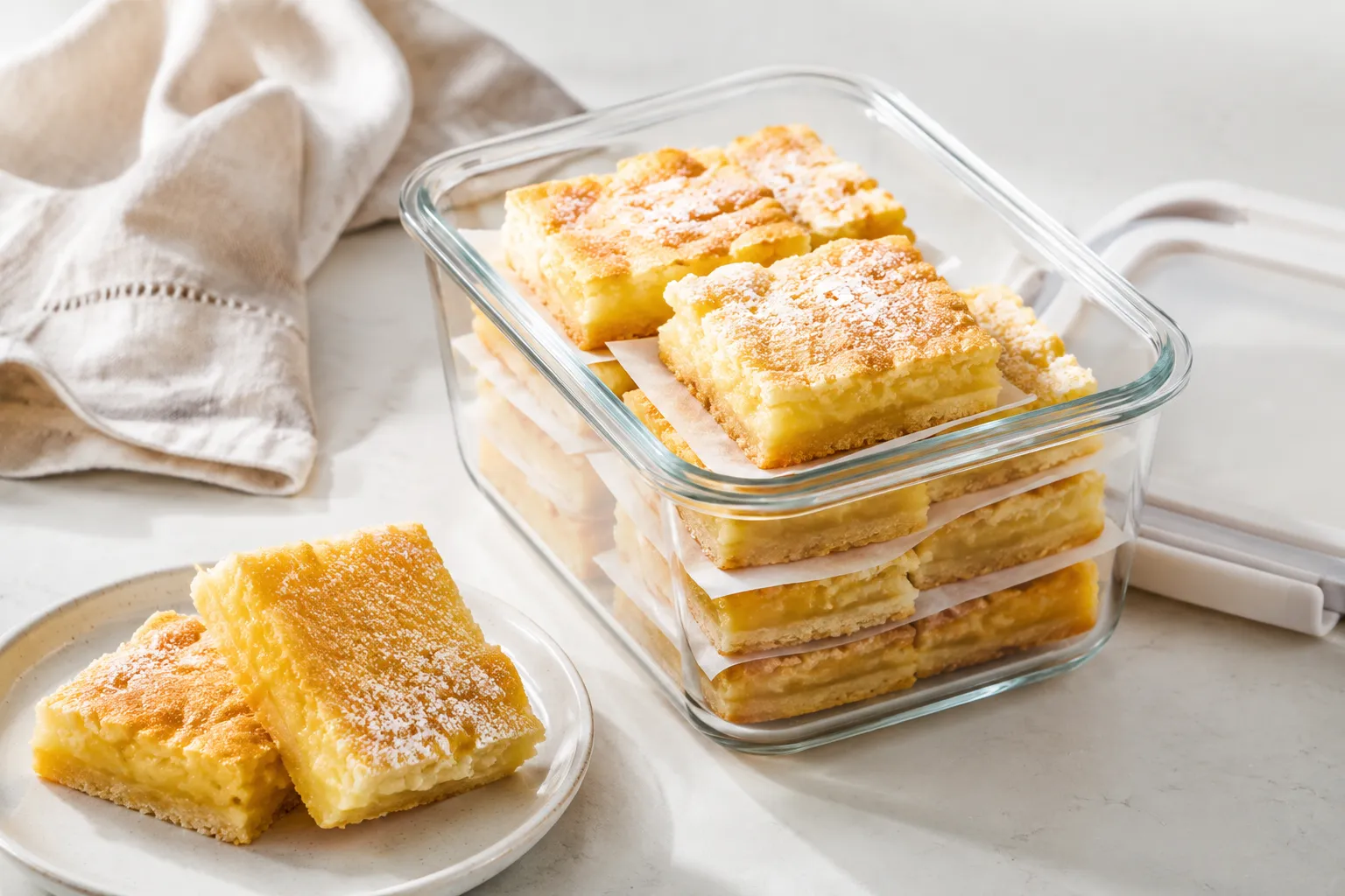 How to store ooey gooey butter cake recipe in a glass container