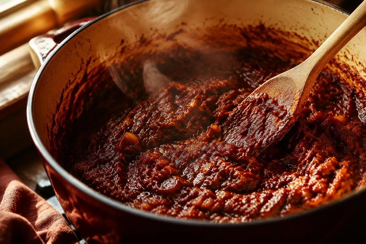 Caramelizing tomato paste with onions for deep tomato bisque flavor.
