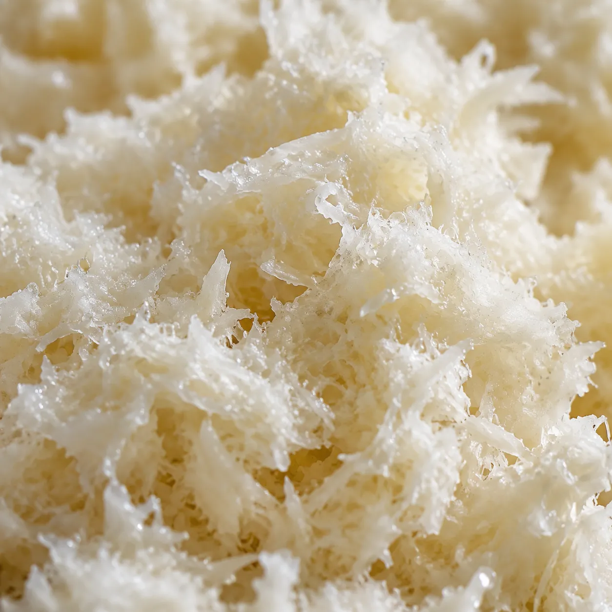 Close-up texture of freshly ground prepared horseradish