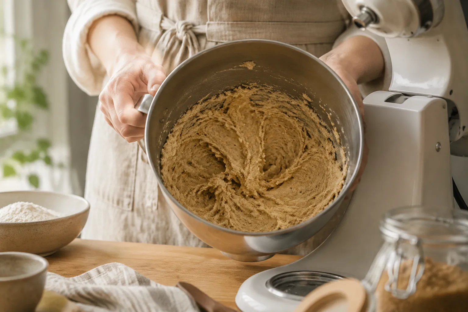 Creaming butter and sugar for easy cookies recipe