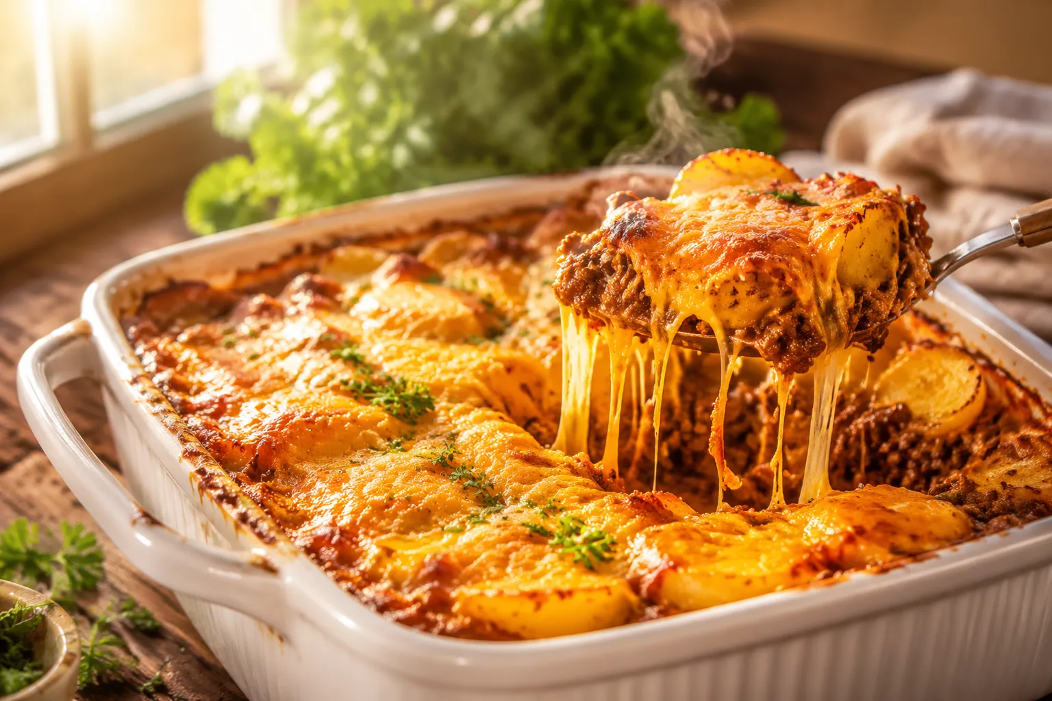 Hamburger Casserole: Cheesy Ground Beef & Potato Bake