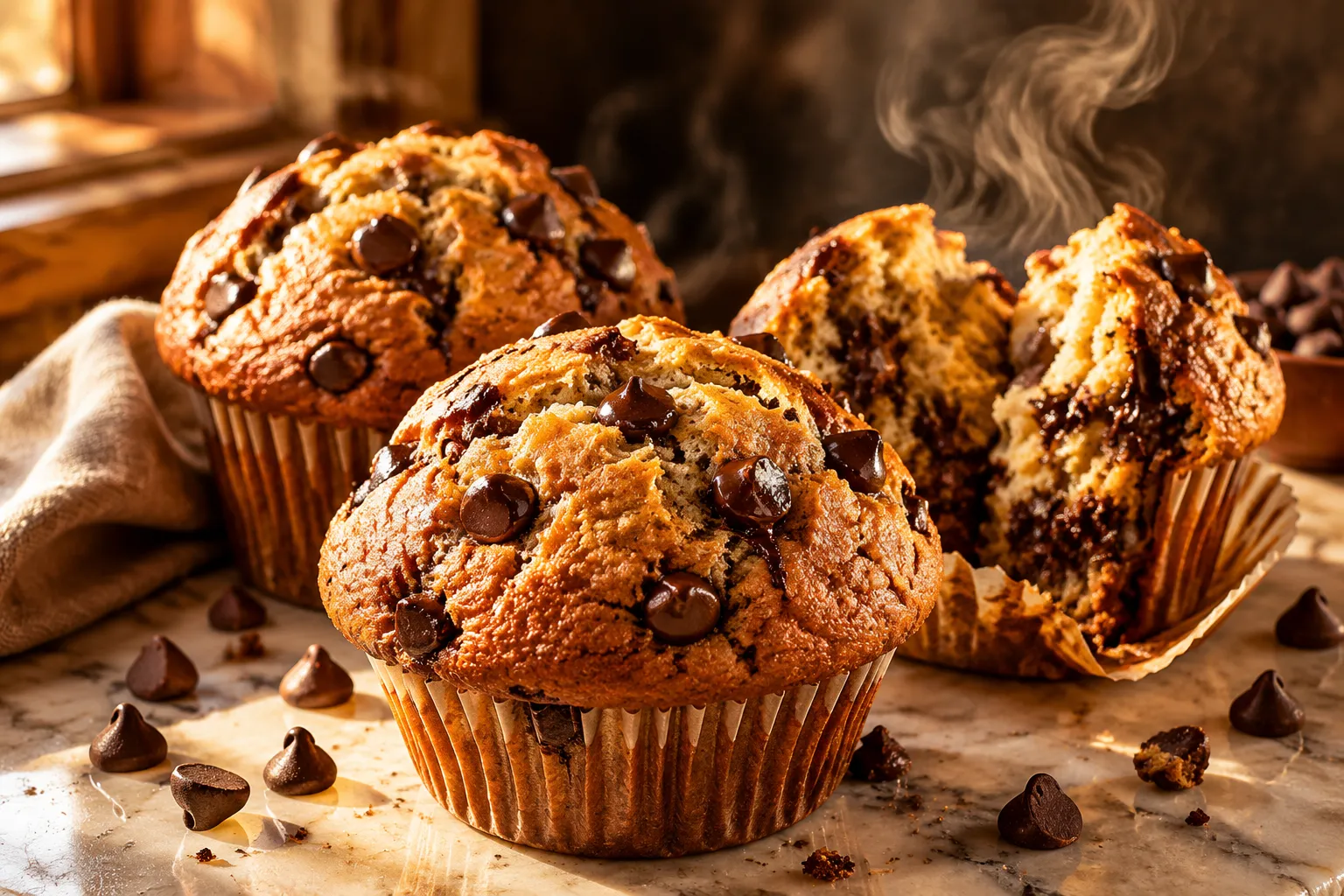 Bakery-Style Chocolate Chip Muffin Recipe (Soft & Fluffy)