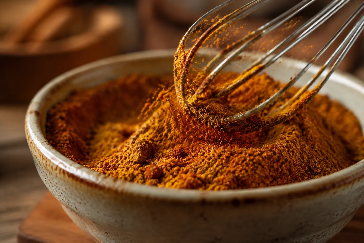 Homemade curry powder recipe blend in a small bowl