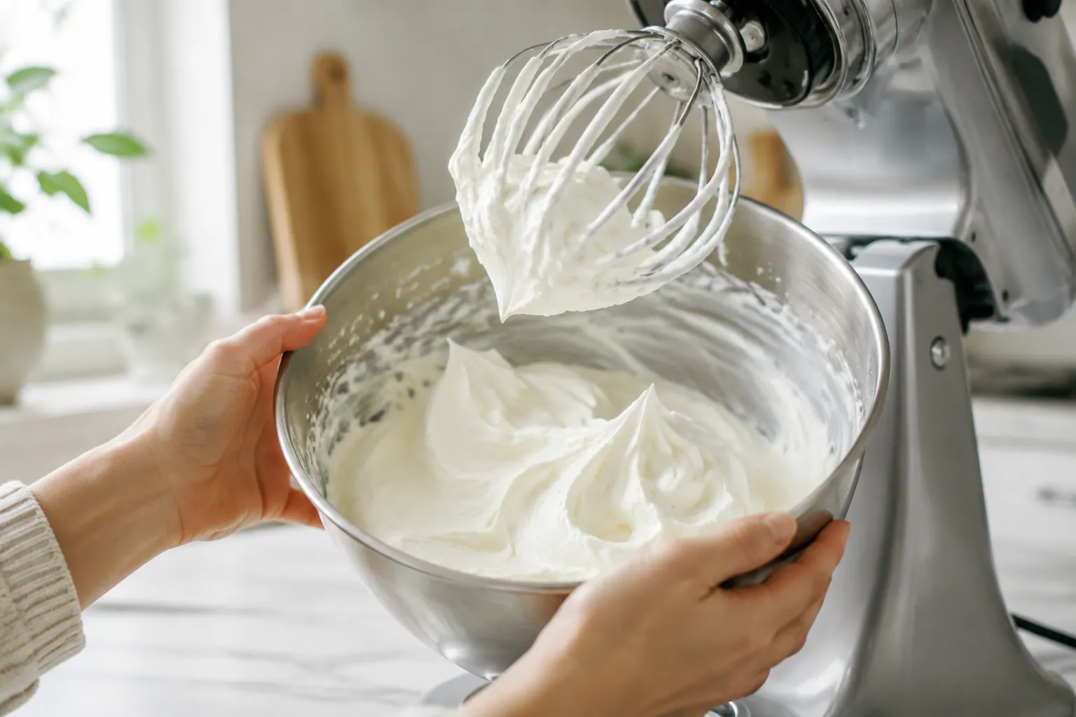 Whipping heavy cream in stand mixer to make butter at home