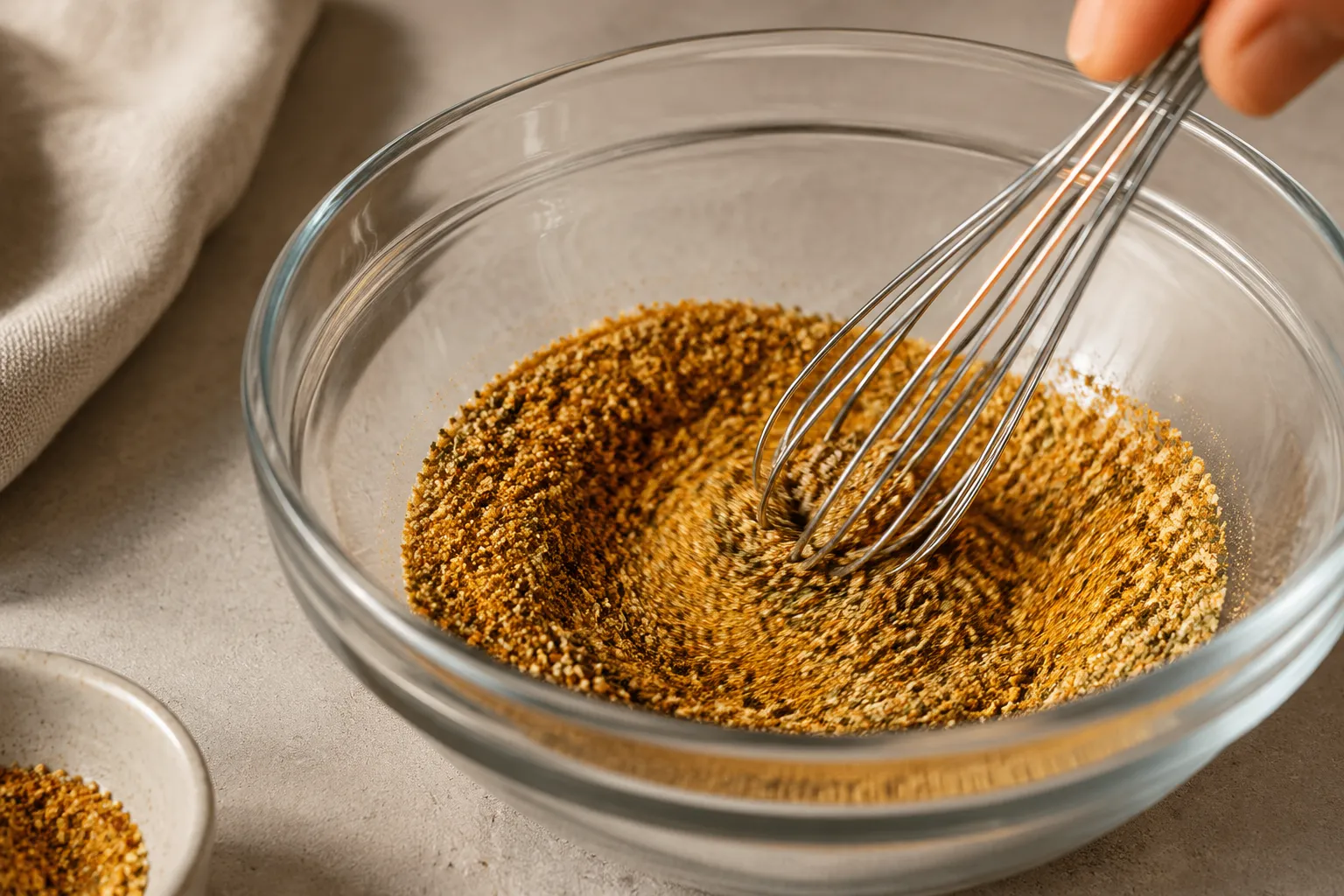 Whisking dry adobo seasoning ingredients together