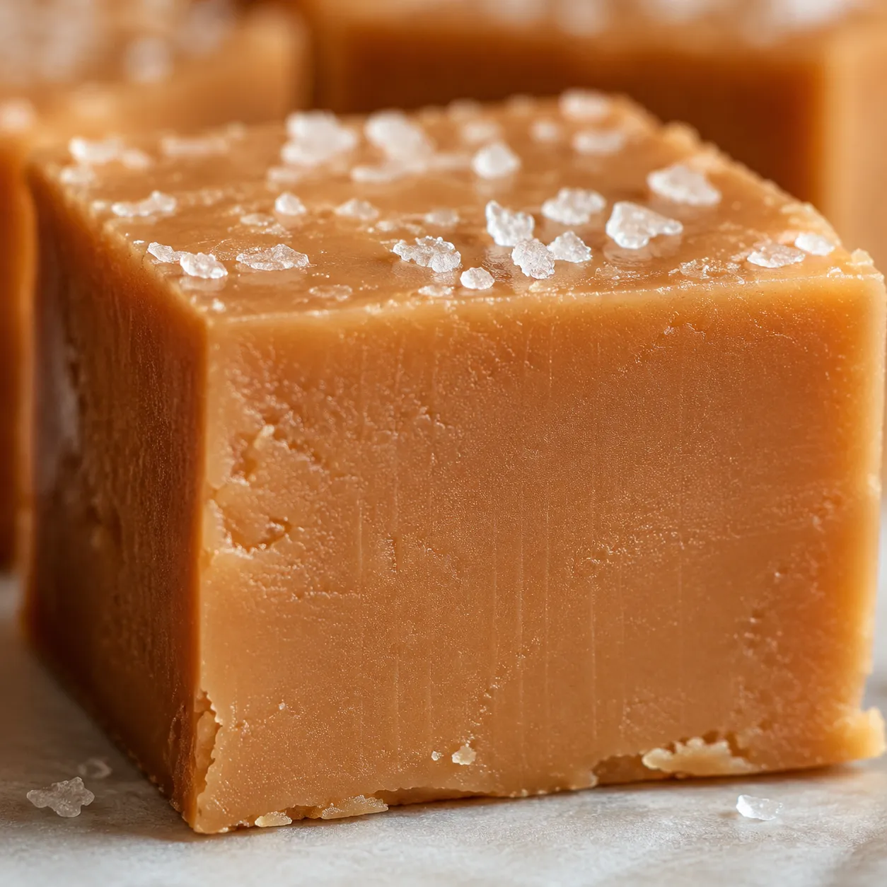 Close-up macro of creamy peanut butter fudge texture