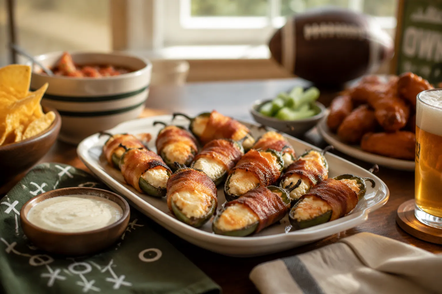 Easy jalapeno poppers recipe served as a game day appetizer