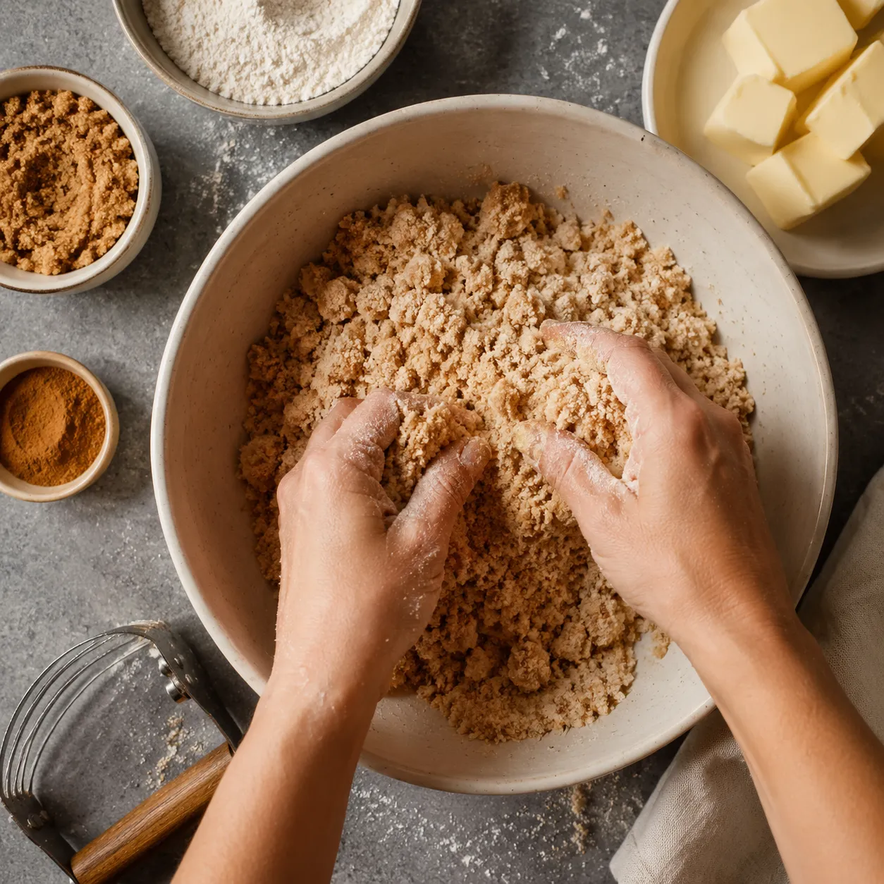 Making brown sugar crumb topping for Pennsylvania Dutch shoofly pie
