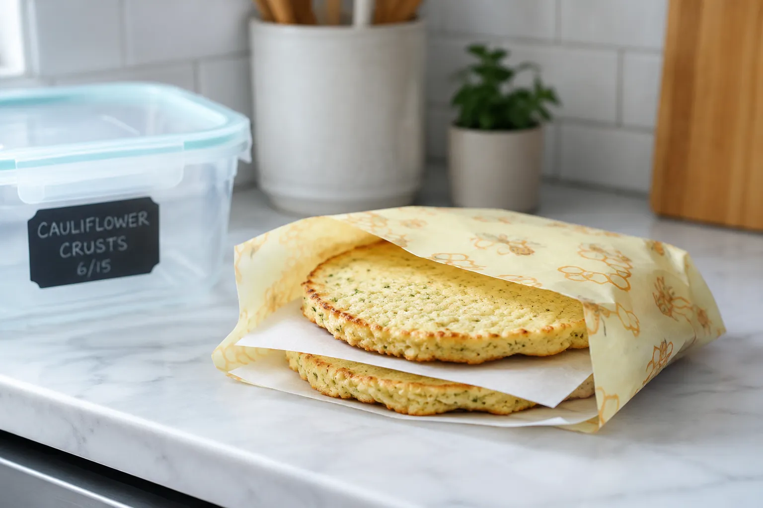 Storing and freezing cauliflower pizza crust