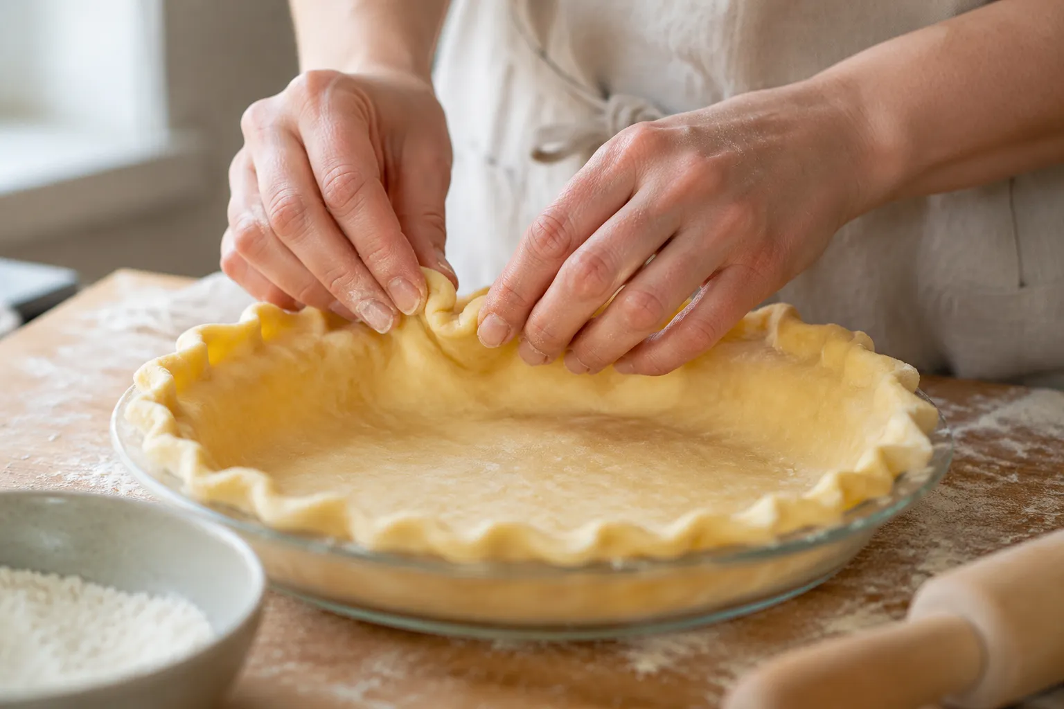 Crimping homemade pie crust edge for cream pie recipe