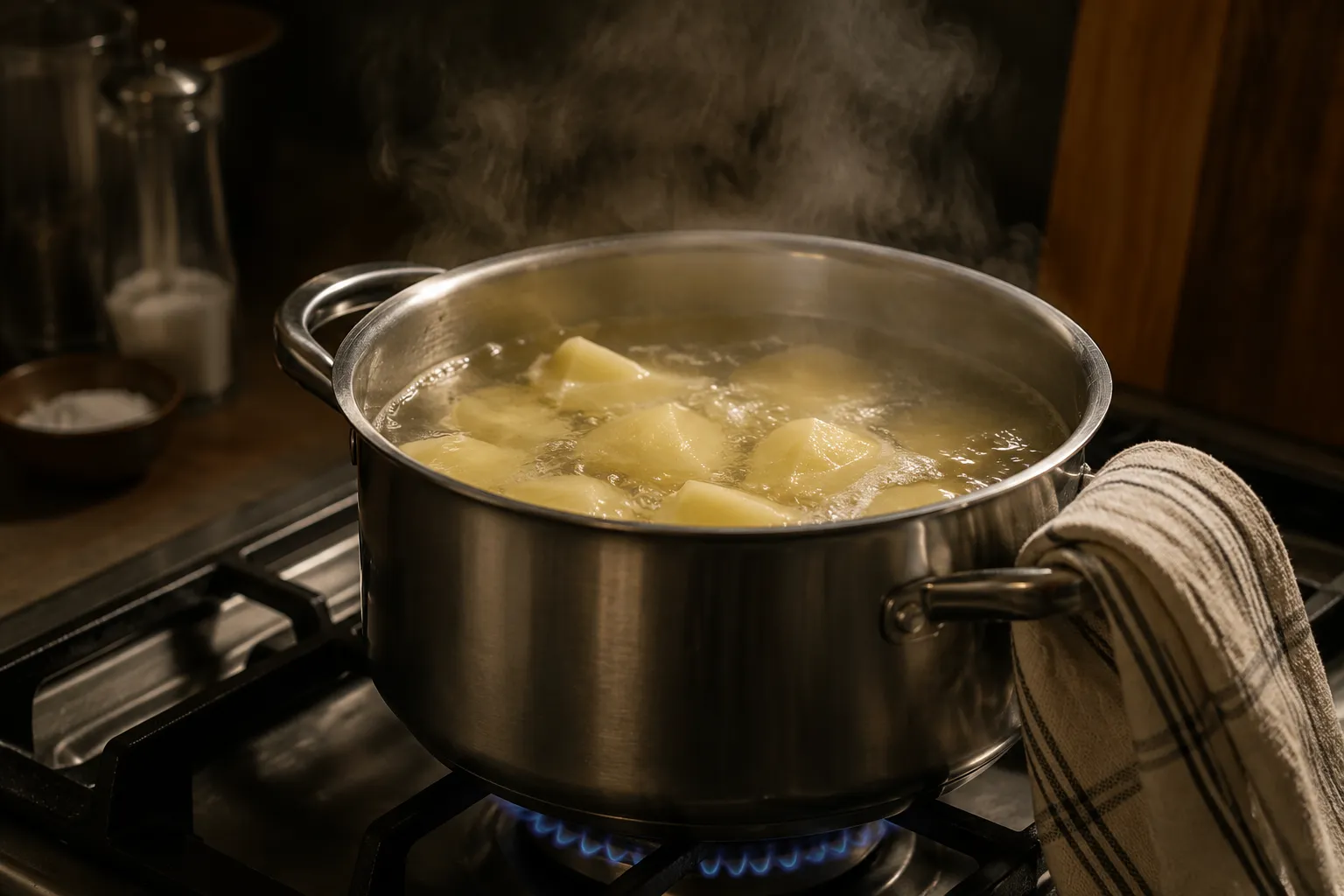 Boiling potatoes in salted water for the best mashed potatoes