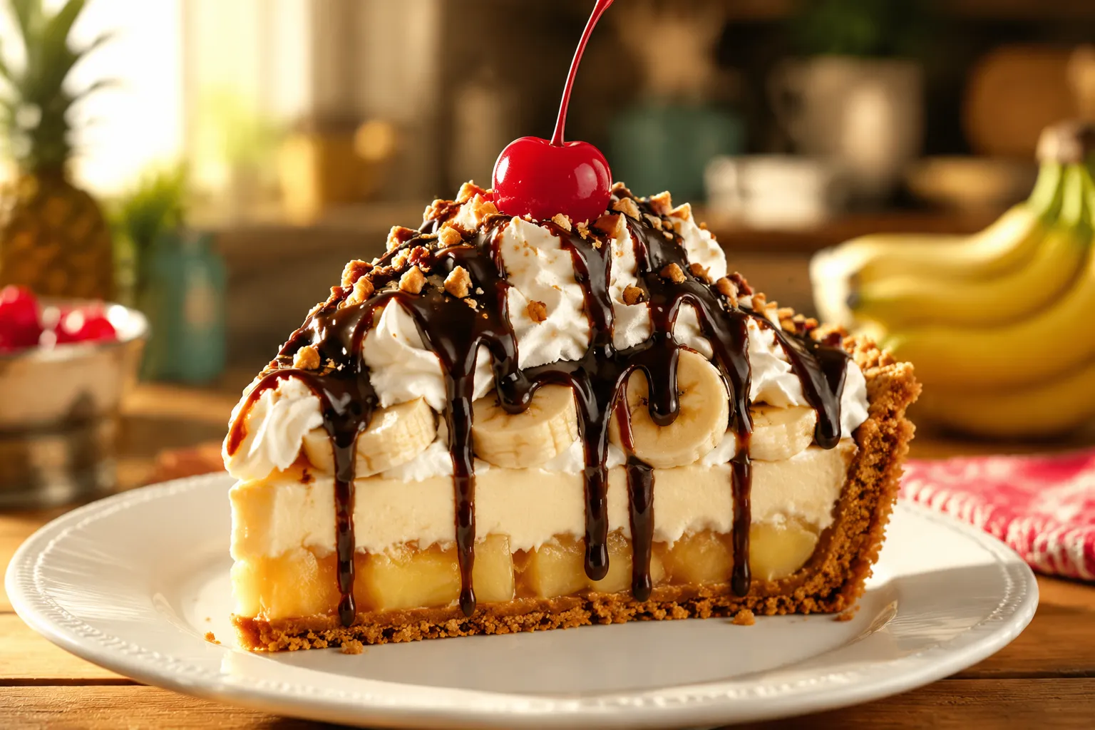 Banana Split Banana Cake: No-Bake Layered Dessert