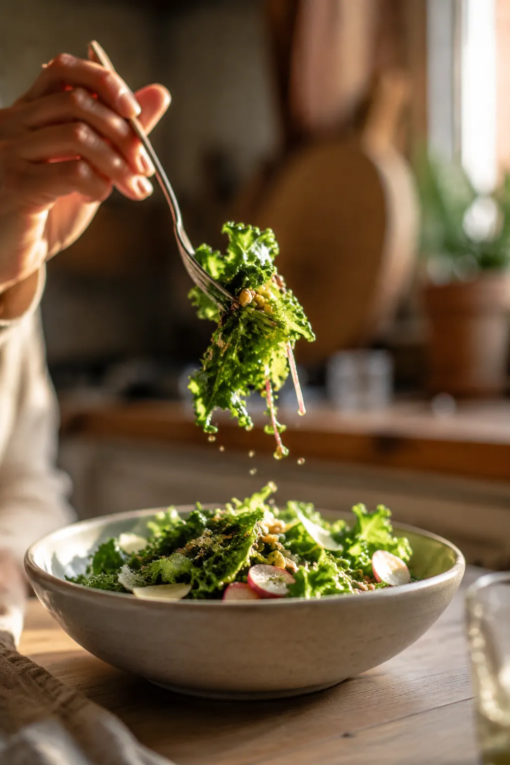 Forkful of salad coated in easy homemade dressing recipe