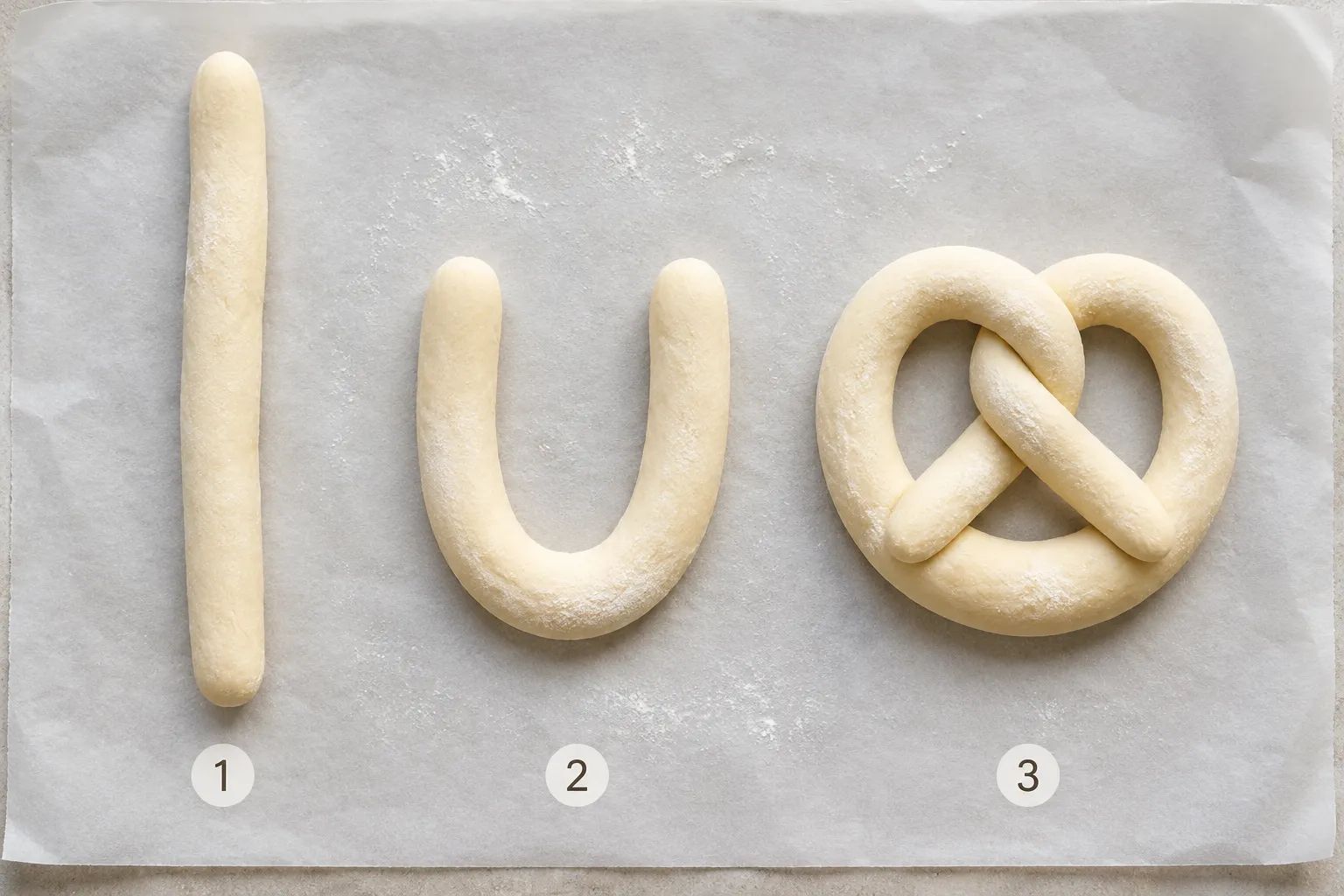 How to shape and twist homemade soft pretzels step by step