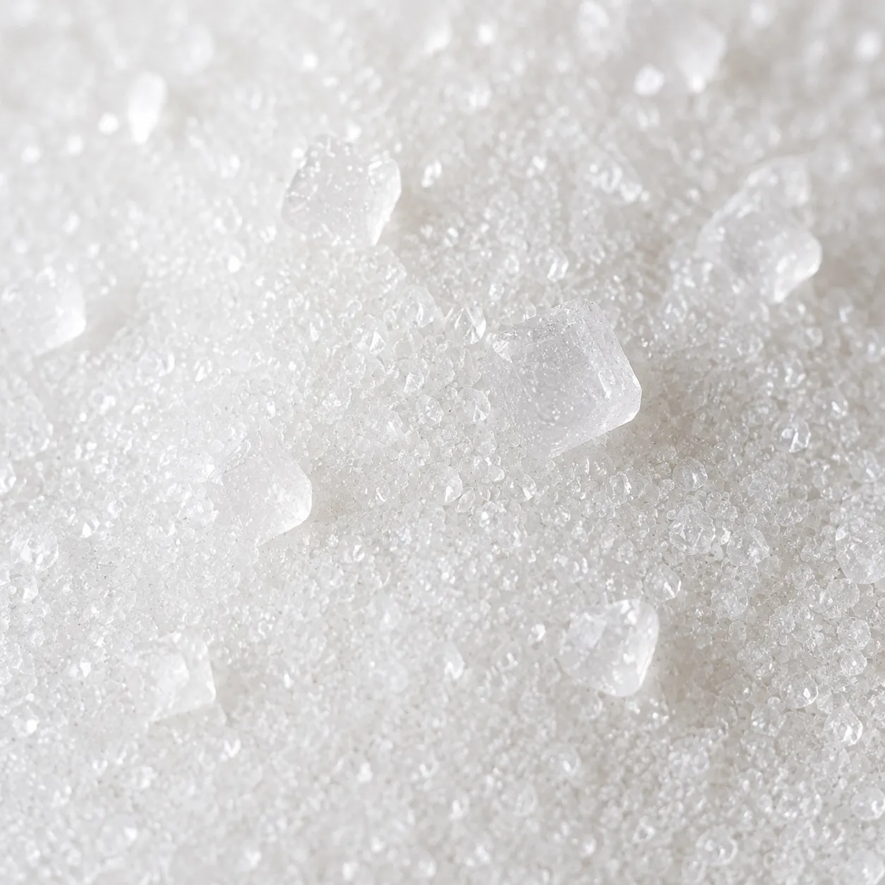 Macro close-up of fine caster sugar crystals showing texture and grain size