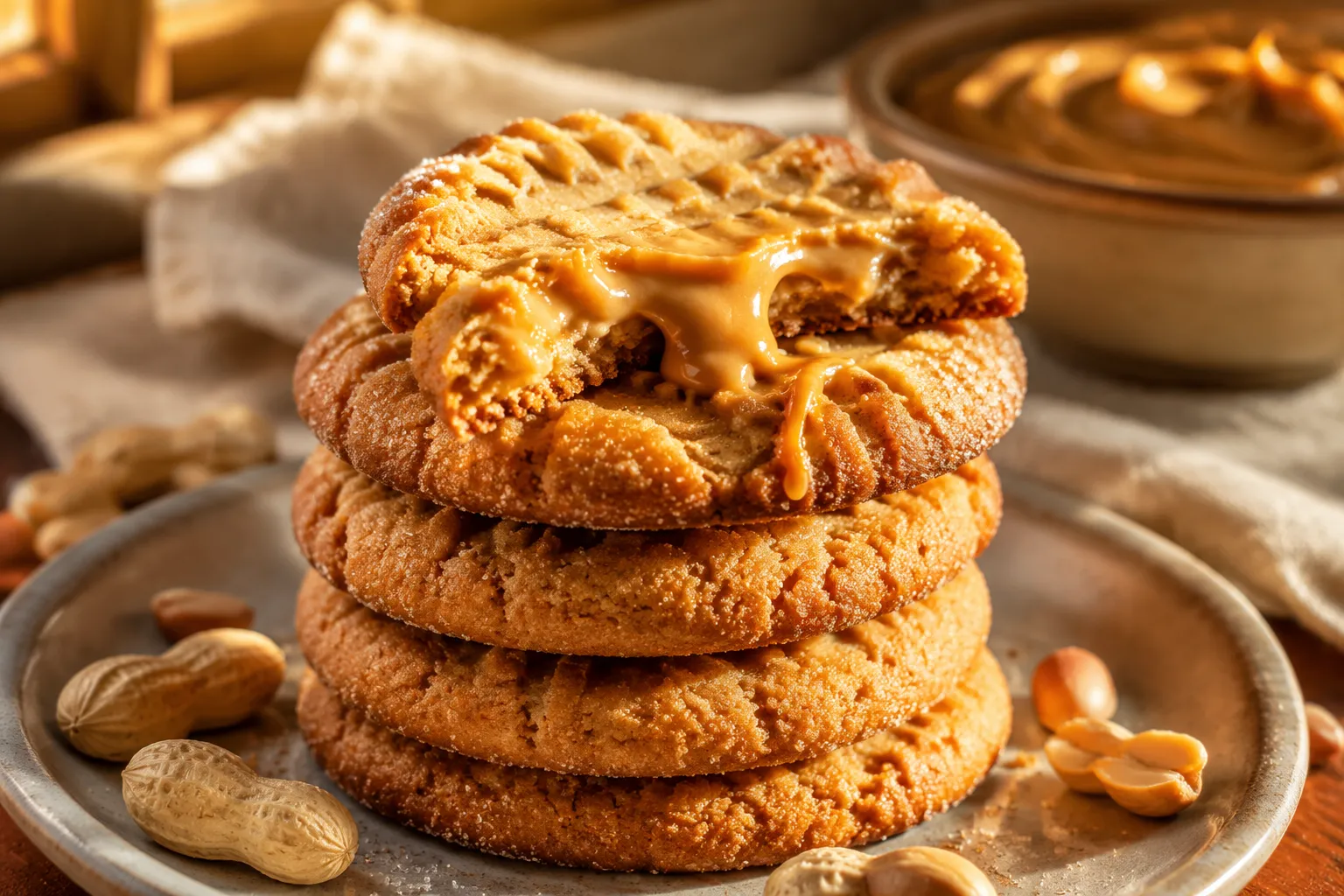 Peanut Butter Cookies with Peanut Butter (Soft & Chewy)