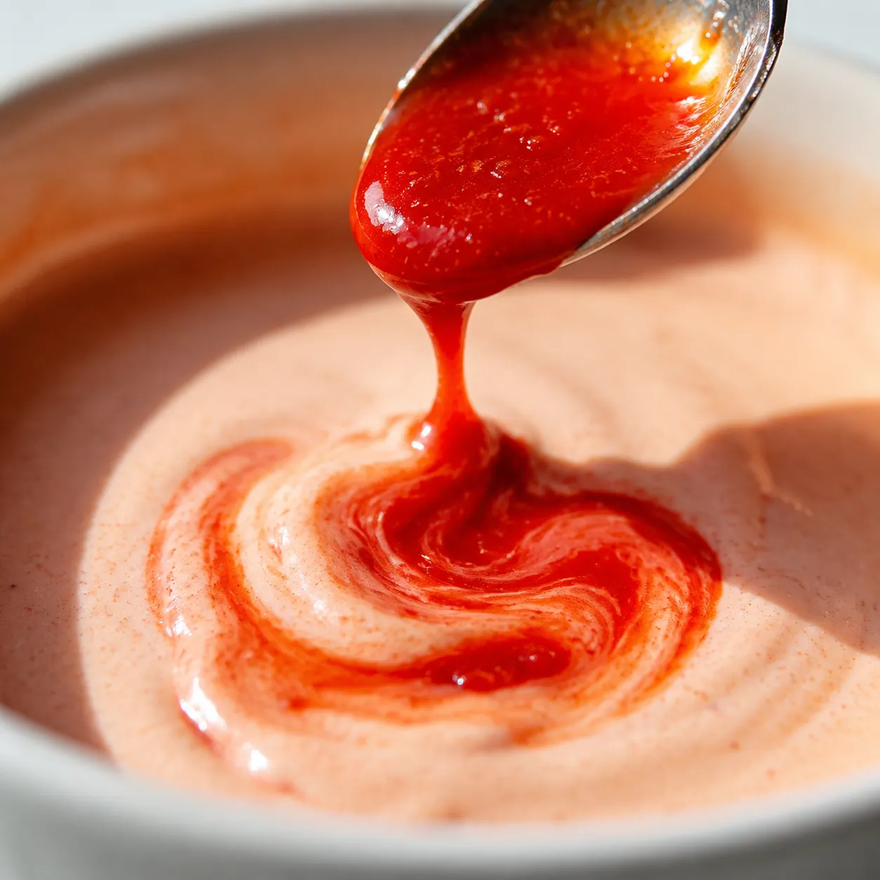 Adding sriracha to bang bang sauce for a spicy kick