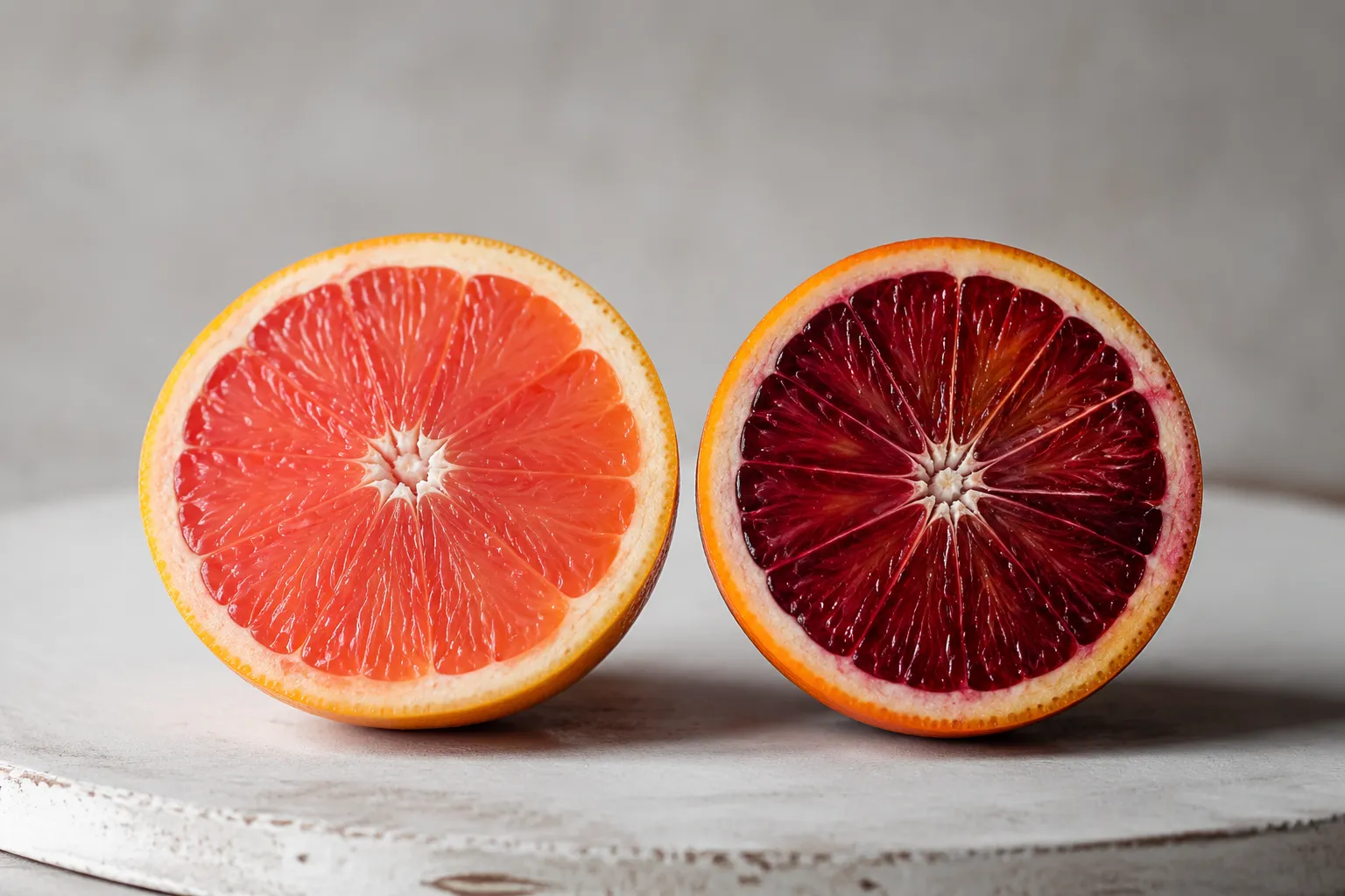 Cara cara orange vs blood orange side by side flesh comparison