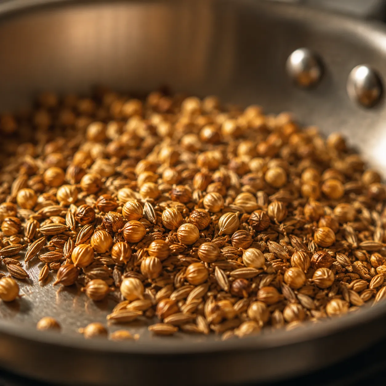 Toasting caraway and cumin seeds for harissa recipe