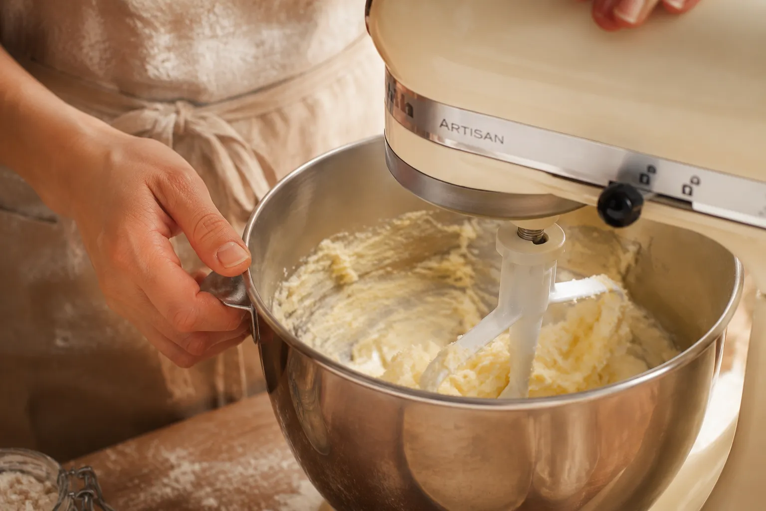 Creaming butter and sugar for butter cake recipe