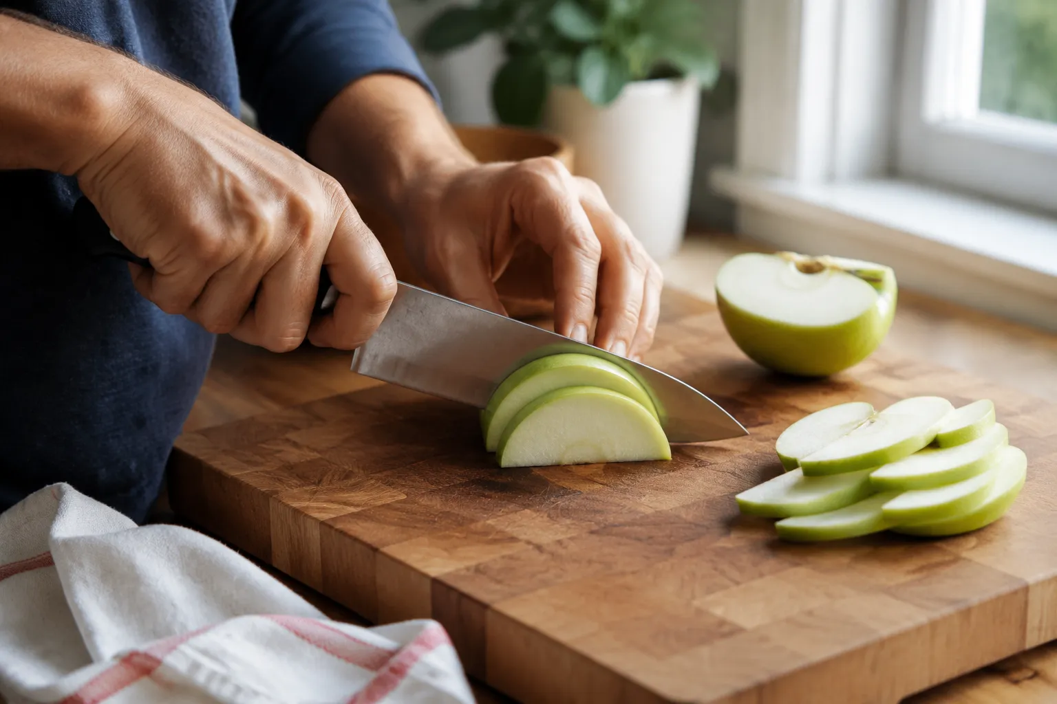 Slicing apples for Southern fried apples