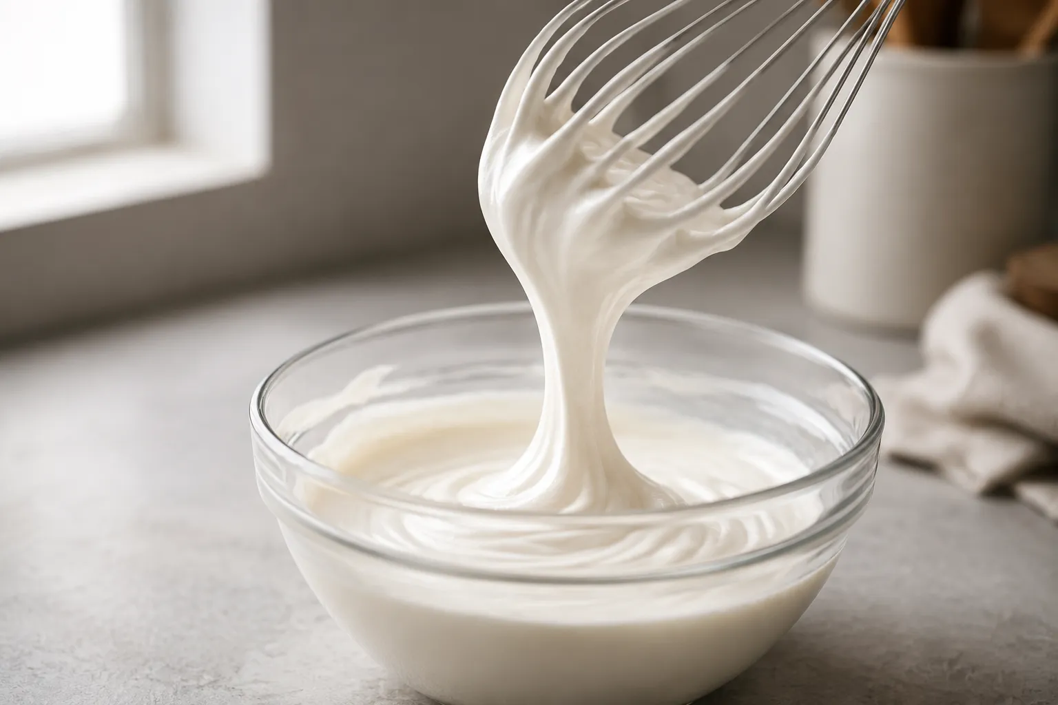 Whisking smooth glossy icing recipe to ribbon consistency