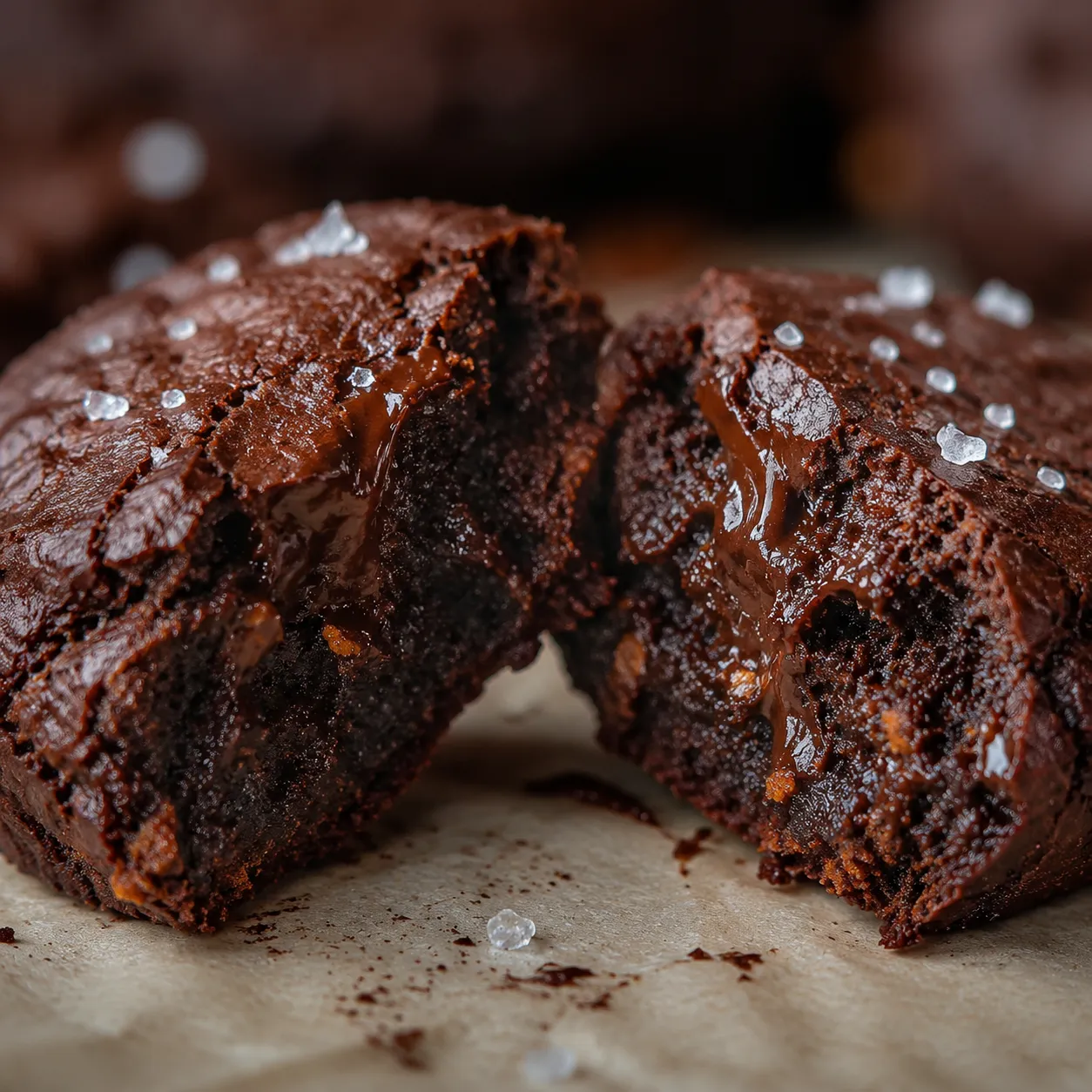 Macro close-up of fudgy sweet potato brownie interior