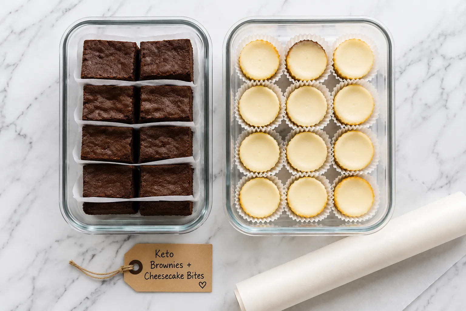 Storing easy keto desserts in glass containers for the week