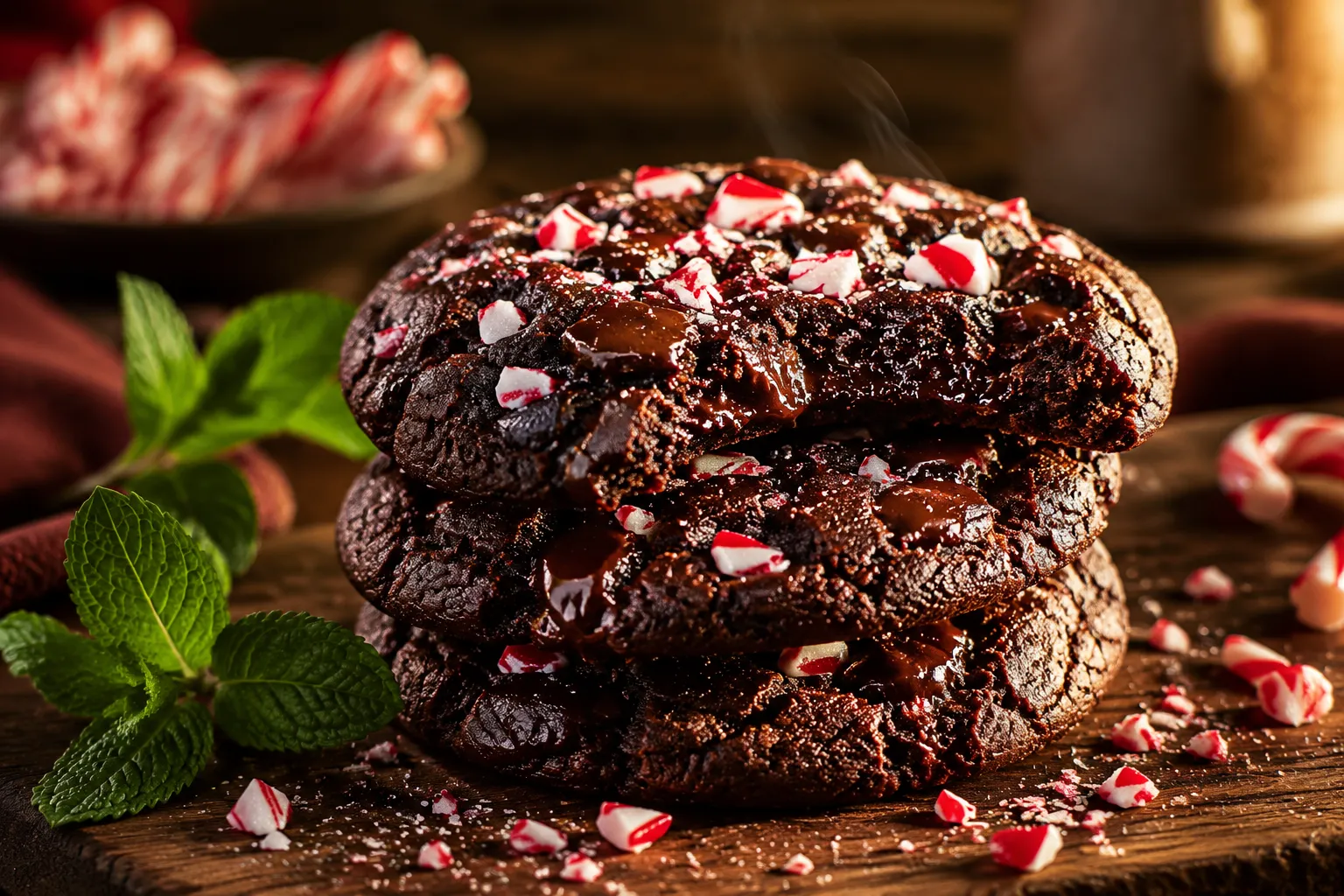 Chocolate Peppermint Cookies (Chewy & Fudgy)