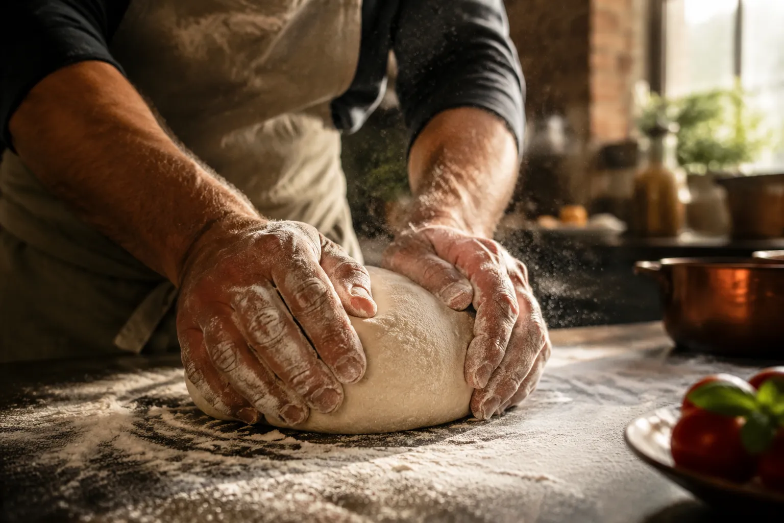 Kneading dough for homemade little caesars pizza