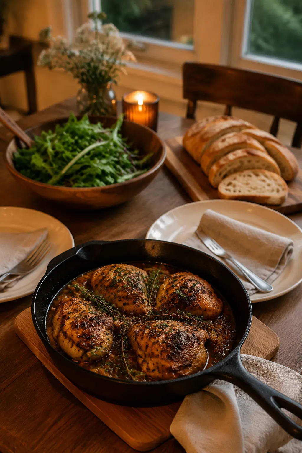 Family-style dinner table featuring a jkawe.com recipes weeknight meal