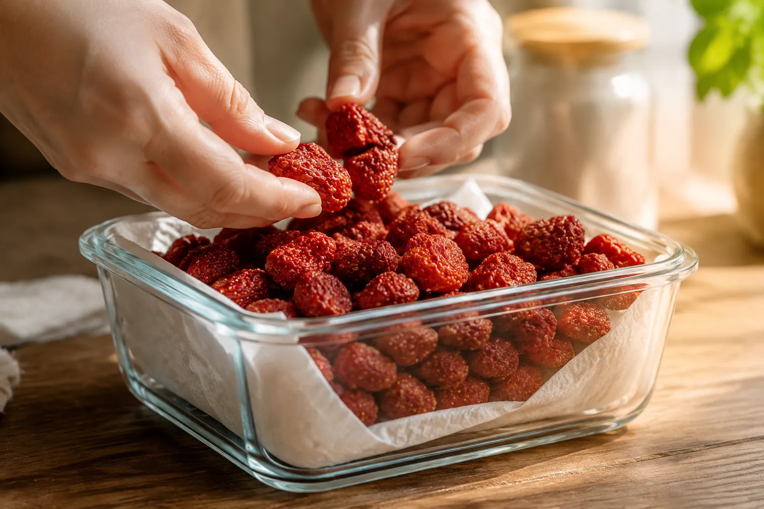 Best way to store strawberries in a paper-towel-lined glass container