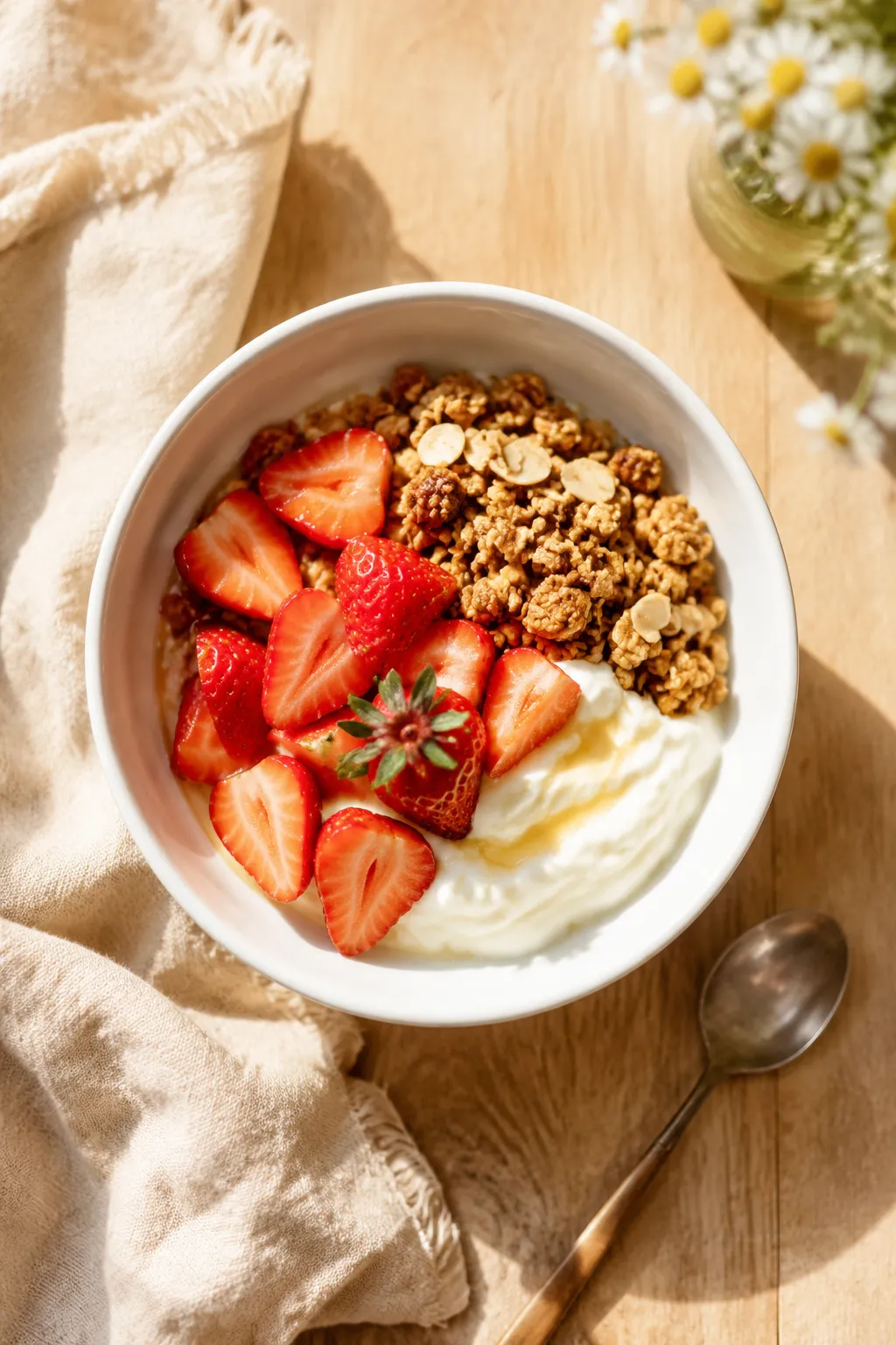 Fresh strawberries served with yogurt after proper storage