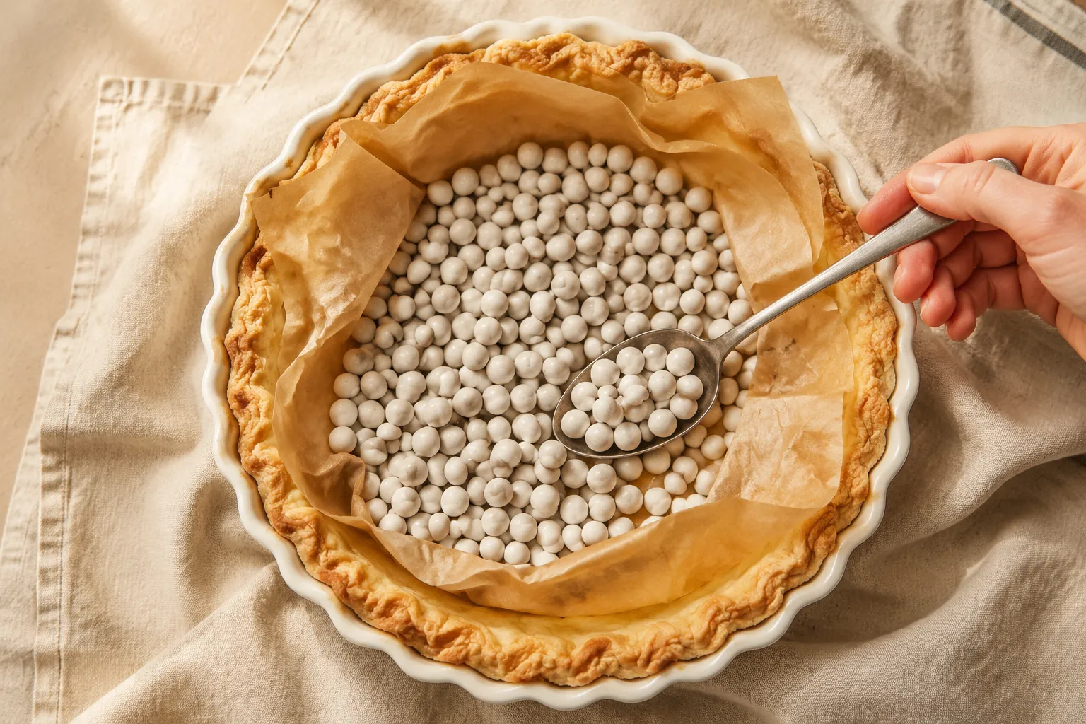 Blind baked pie crust for classic food quiche recipe