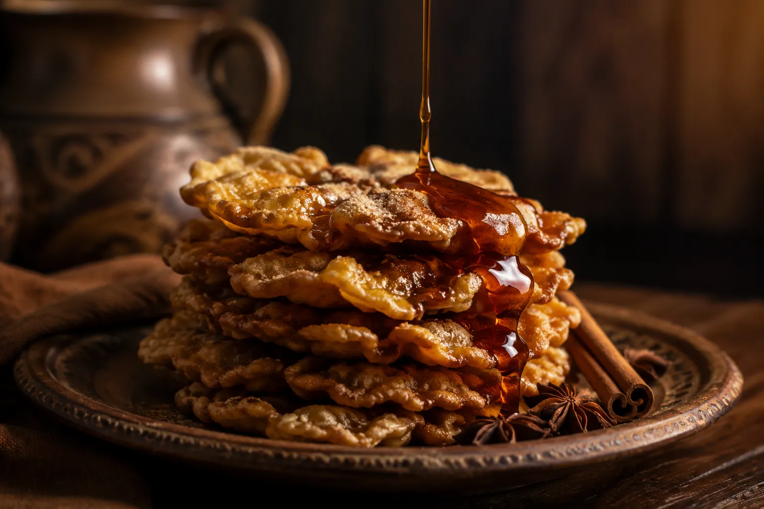 Buñuelos with piloncillo syrup, traditional Mexican desserts tip