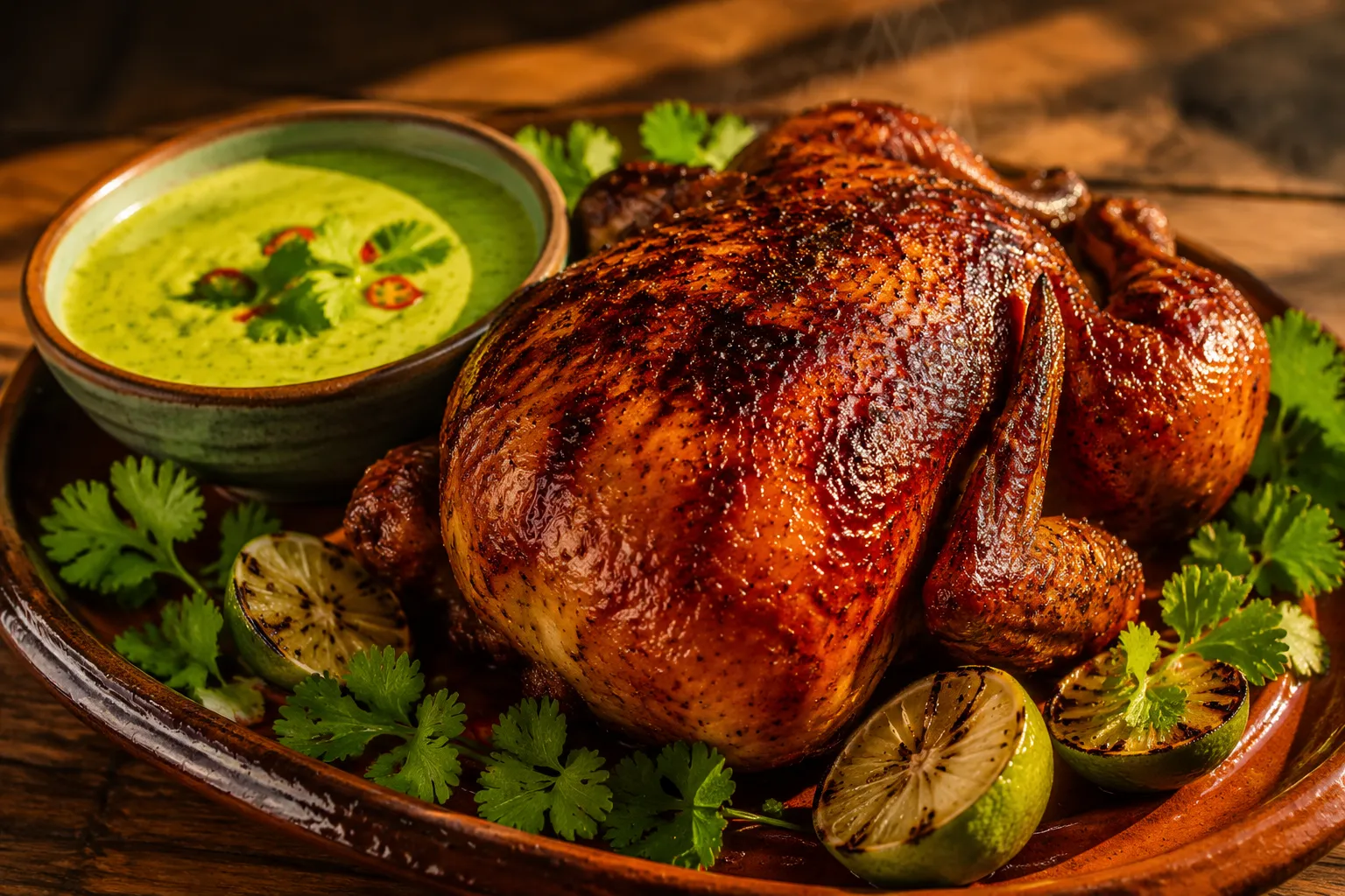 Peruvian Chicken (Pollo a la Brasa) with Green Sauce