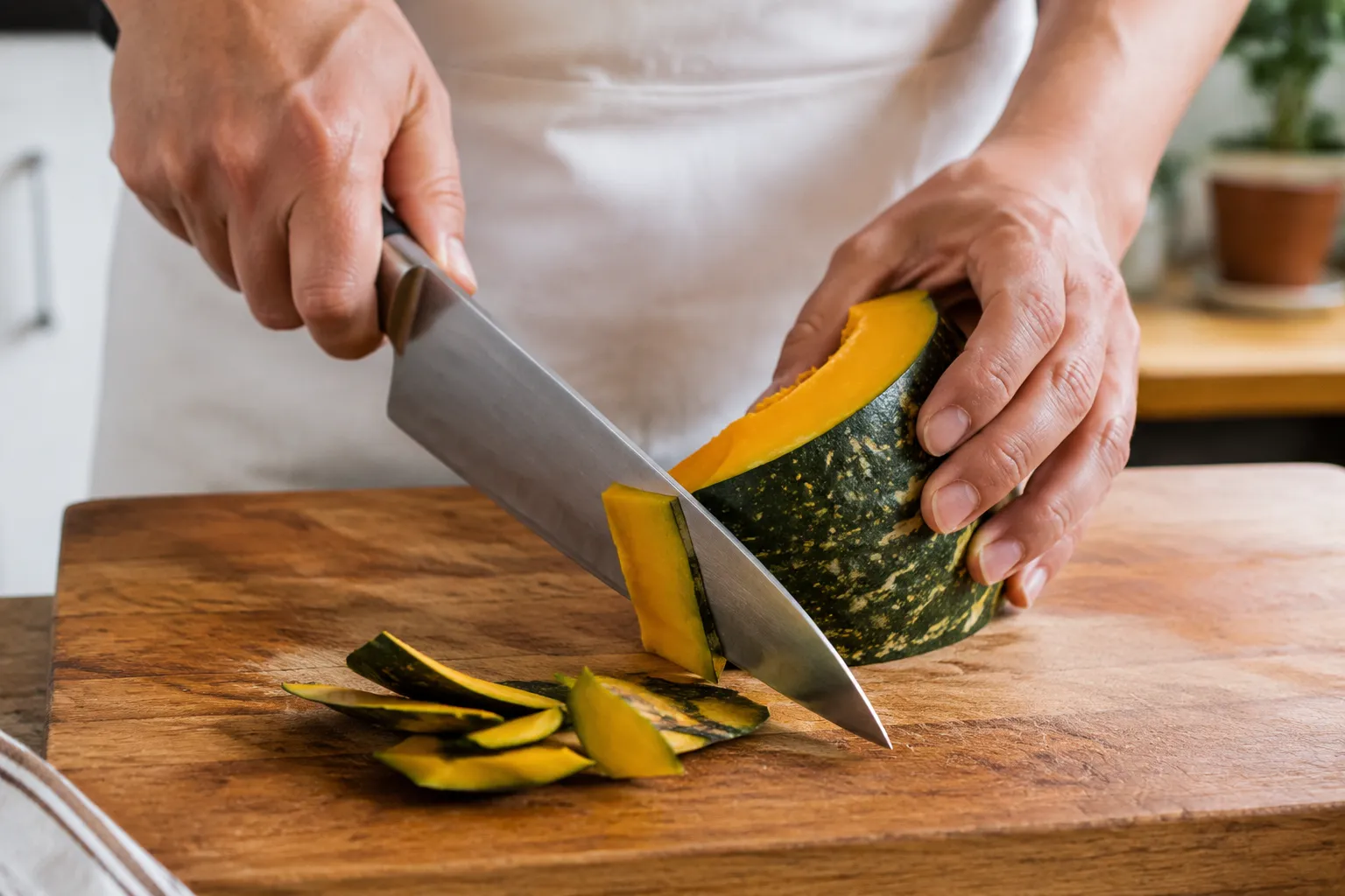 How to peel calabaza squash with a chef's knife