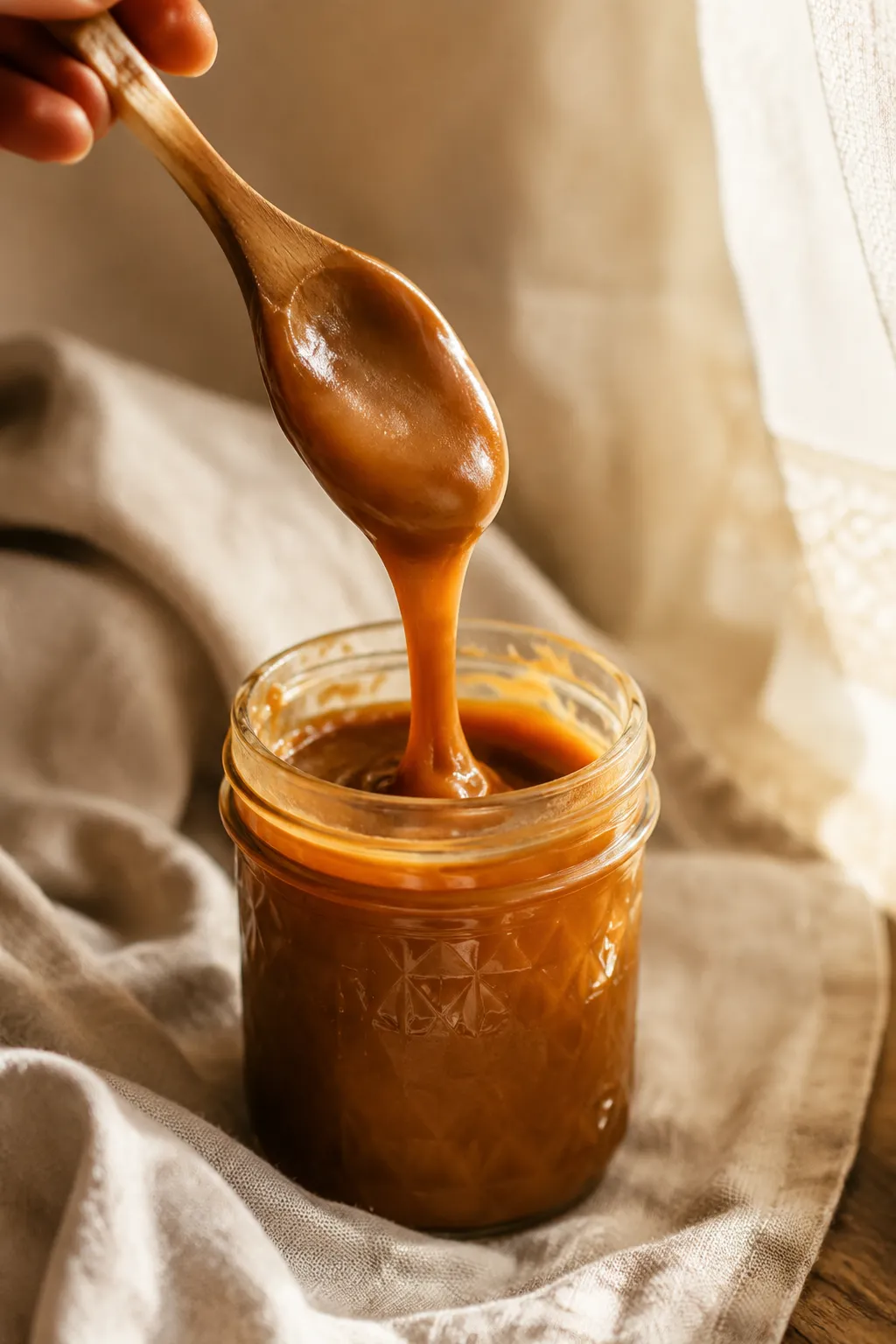 Homemade dulce de leche made from a can of sweetened condensed milk