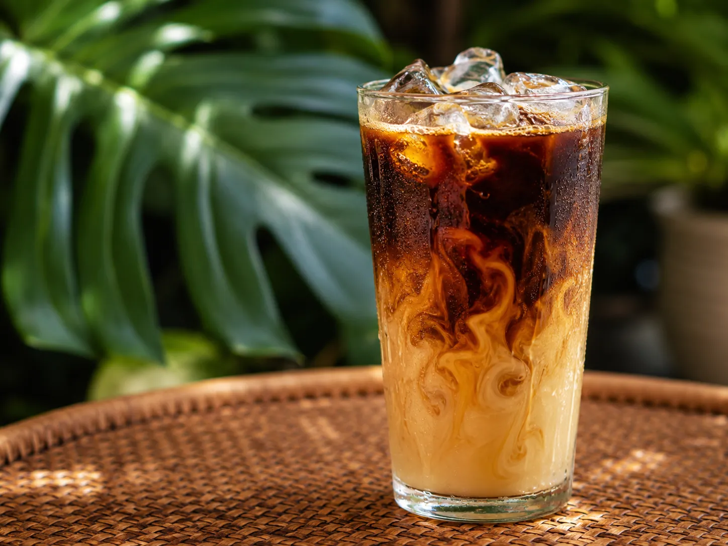 Vietnamese iced coffee with condensed milk and espresso over ice