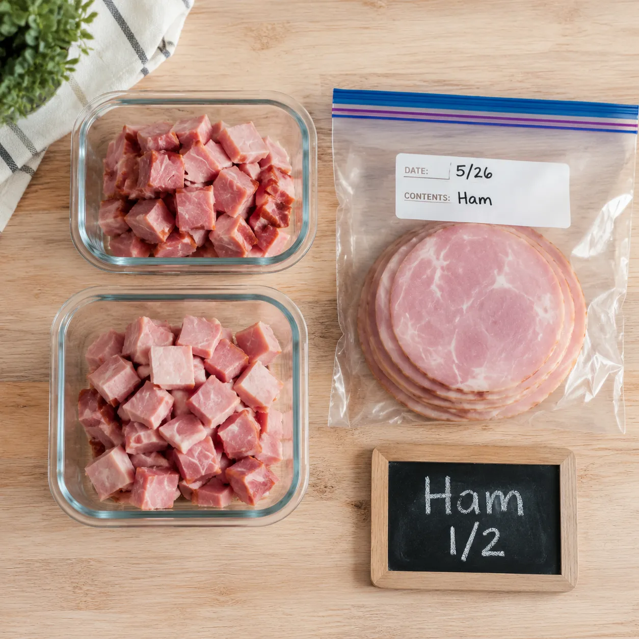 How to store and freeze leftover ham in containers and freezer bags
