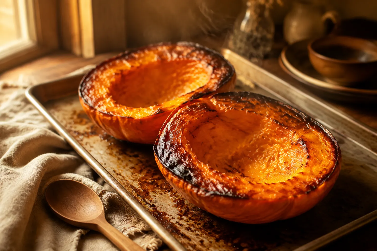 Perfectly roasted pie pumpkin with caramelized edges