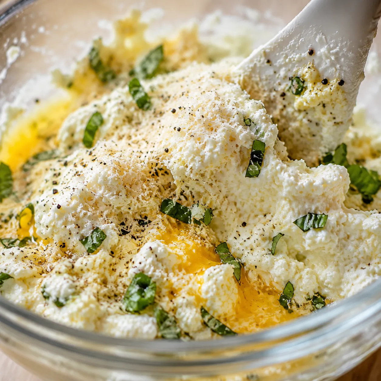 Creamy ricotta filling for baked ziti recipe with ricotta