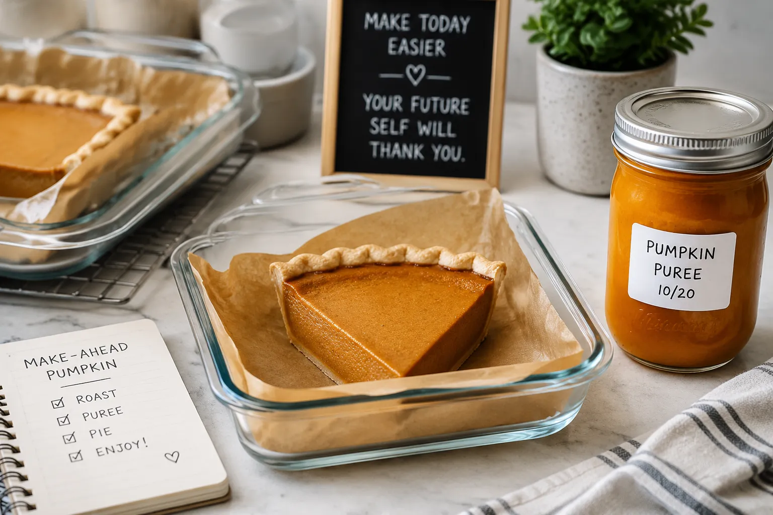 Storing leftover pumpkin pie slices and homemade pumpkin puree